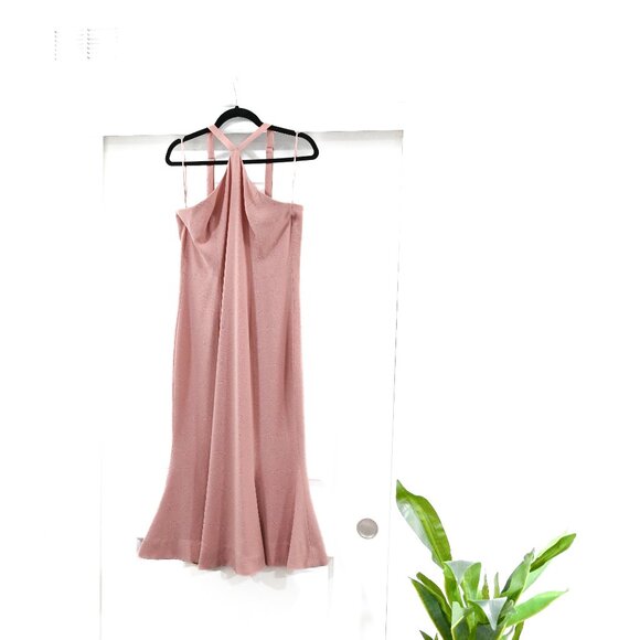 Dress the Population Size XL Tessa Blush Crepe Halter Mermaid Midi Dress - Picture 4 of 12